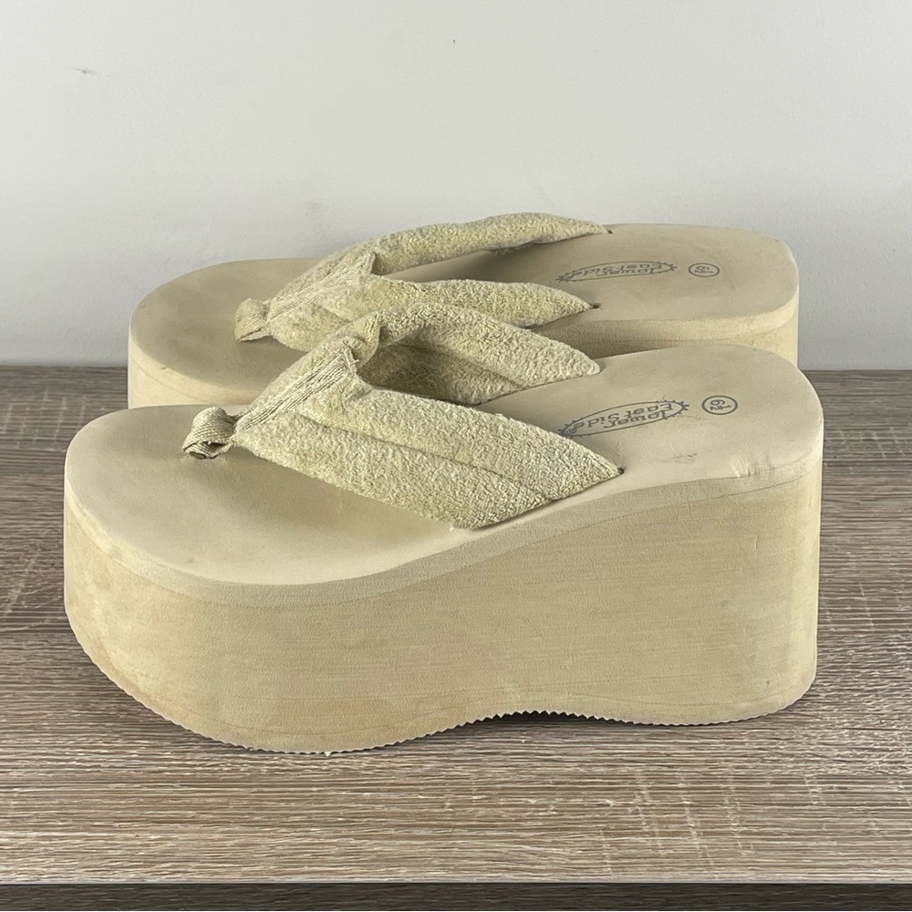 Y2K Lower East Side Platform Flip Flop Wedge Thong Sandals - Size 6.5 - Picture 3 of 5